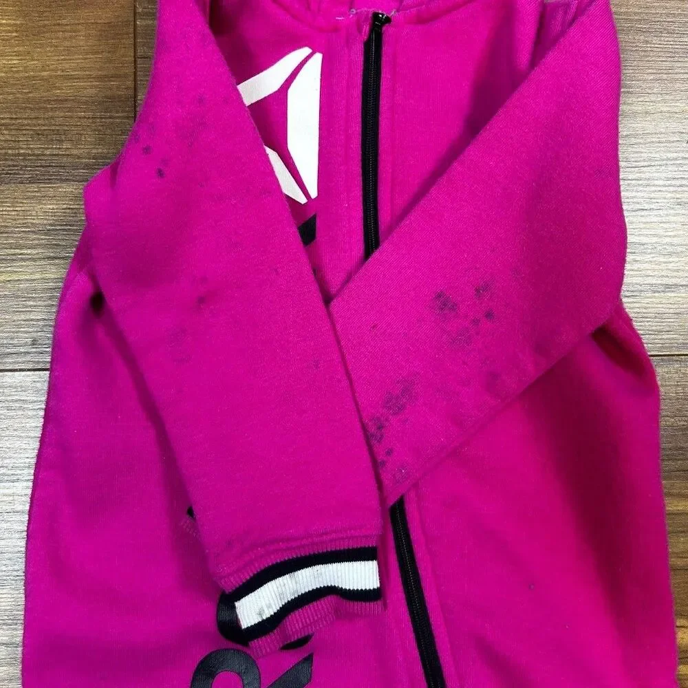 Reebok Baby Girls Hooded Romper One-Piece Fleece Jumpsuit Pink 18 Months